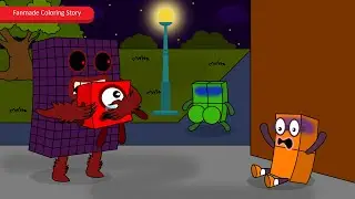 В ловушке! Numberblocks 4 прячется от монстра | Раскраска от Numberblocks Fanmade