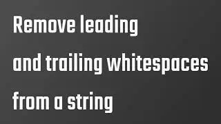 Solution to : Remove whitespaces from a String | Java |