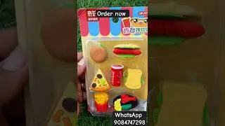 premium Quality Eraser Set Of 7 Erasers. Made with Non-Toxic.Cutest Different Shape Food Erasers.