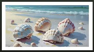 FRAMED TV ART MODERN COASTAL SEASIDE SCREENSAVER BACKGROUND BEACH PAINTING NO MUSIC WALLPAPER 4K
