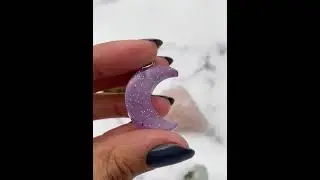 Small Purple Glitter Crescent Moon Necklace