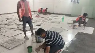 floor tiles fixing double charge tiles Tata Croma store