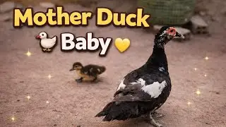 Mother Duck Protecting Her Cute Duckling 🦆💛#duck #countryside 