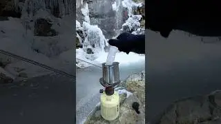 Let's make some real tea at frozen Caledonia waterfall.