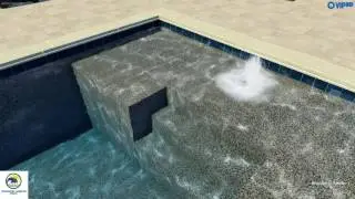 Pool Company Dallas | Raised Spa with Tiered Spillway and Bubblers
