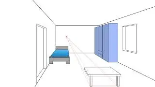 Prospettiva centrale.  Arredo di una stanza