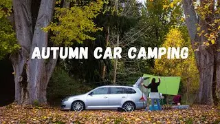 Autumn car camping | VW Golf camper set up with Flame's Creed tarp [HD]
