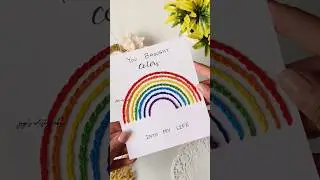 DIY Rainbow Thread Card 🌈 #diy #craft #shorts