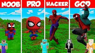 Spider-Man Build Battle Challenge - Noob vs Pro vs Hacker vs God - Minecraft Animation