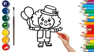 How To Draw Cute Clown Drawing, Painting & Coloring For Kids and Toddlers_🌈🎨