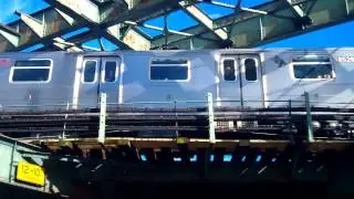 BMT Myrtle Avenue Line: Manhattan-bound R160A M Train @ Myrtle Avenue/Broadway (Street Level)