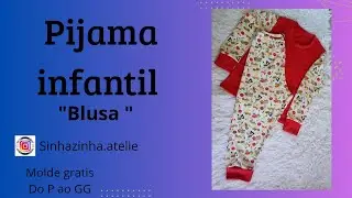 Como fazer blusa pijama infantil manga longa #moldegratis 