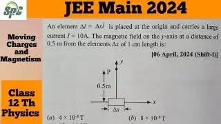 An element dl = dx i cap is placed at the origin and carries a large current i = 10 A . The magnetic