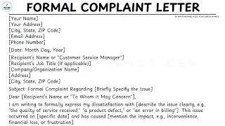Formal Complaint Letter Easy Format | How To Write Complain Letter Steps Guide | Writing Practices
