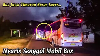 Nyaris Senggol Mobil Box Manuver Bus Jawa Timuran Bikin Jantungan Pengendara Lain
