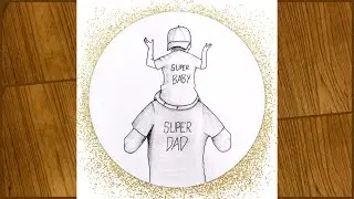Father&rsquo;s day Drawing Father and son Pencil Drawing | How to Draw father and Child | Fathers Day