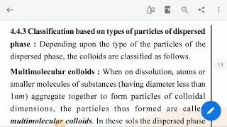multimolecular colloid, macromolecular colloid, and associated colloid class 12th