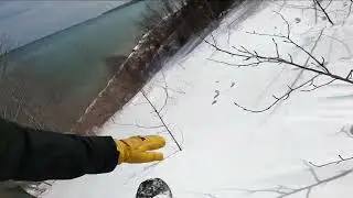 Splitboarding a steep line in Upper Peninsula!