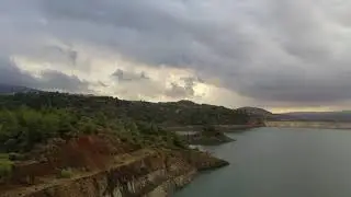 Kannaviou Dam From Above. Drone Footage. Cyprus 2020