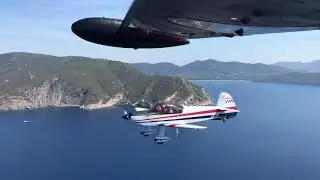 Piaggio P.166C air to air with Cap Aviation Cap-10B at Elba island, Italy stunning view