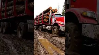 Mighty Logging Truck Conquers the Rugged Forest Road