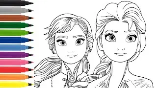 Frozen  Elsa and Anna Drawing, Coloring Pages | Let&rsquo;s Draw Together