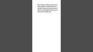 What is Modern influence of Ancient Greece?