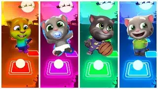 Talking Tom Friends  Tiles Hop Edm Music Rush Gameplay | Tom vs Angela vs Ben vs Hank Crash Race!