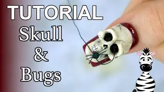 4D Skull and Bugs Acrylic Nail Art Tutorial