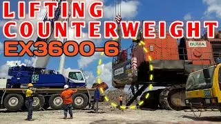 Amazing!! Progress lifting the Counterweight of Hitachi Excavator EX3600-6