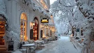 Morning Jazz Playlist by a Snowy Bookshop Caf&eacute; Street ❄️ Gentle & Warm Jazz for Clear Mind & Ease ☕