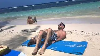 Exercising with Mia @ Red Stripe beach ( Jamaica)