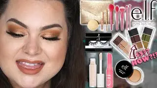 FULL FACE OF NEW ELF MAKEUP HAUL AND TRY ON One Brand Makeup Tutorial Full Face of Drugstore Makeup
