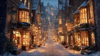 Magical Snowy Street ✨ Harry Potter Vibes | Relaxing Ambient Music | 4K