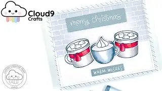 Monochromatic Christmas Card Feat. Lawn Fawn Thanks A Latte (Cloud9 Crafts)