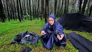 CAMPING ALONE IN A PINE FOREST DURING RAIN | A PEACEFUL & COMFORTABLE SHELTER