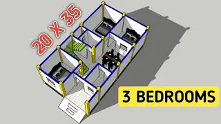 India style house plan with 3 bedrooms !! 20x35 house plan !! 3d house plan !! Small house plan