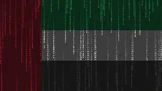 United Arab Emirates Flag Matrix Rain Style Digital Stock Illustration