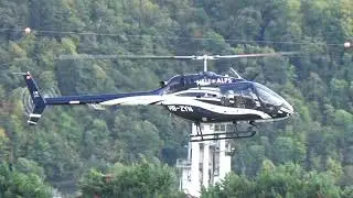 Bell 505 Jet Ranger HB-ZYN Heli Alps landing Sion airport Valais Switzerland 14.10.2020