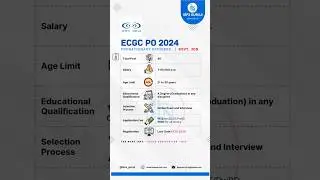 ECGC PO 2024 | Salary ₹95,000 | Govt Job Alerts 2024 #ecgcpo #sarkarinaukri #shorts