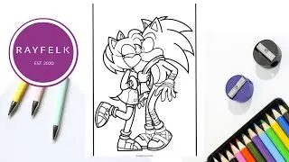 Sonic the Hedgehog Kissing Amy Rose | Sonic Coloring Pages Free | Rayfelk Arts and Printables