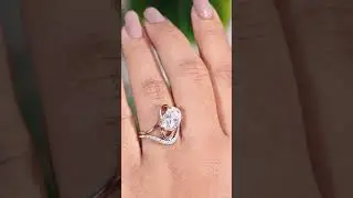 I💍 3ct Oval Lab Grown Diamond Bridal Set | Wavy Pav&eacute; Band + Rhodium Prongs  #ring