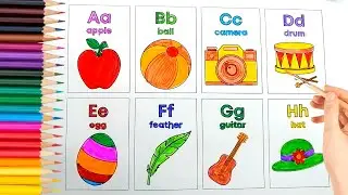 Alphabet Learning A-H with coloring | Learn Alphabet | ABC | kids Learning Videos | English Letters