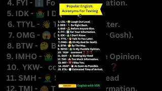 Daily Use SMS Short Forms 📲 | Improve Your English Fast 🚀 #shorts #short #viral