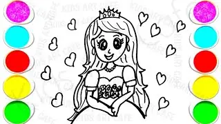 Princess 👸👑 Drawing, Painting and Coloring for Kids | How to draw Girl Easy ❤️💃| Child Art,3