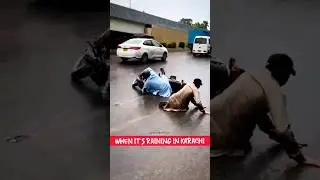 When it's raining in Karachi | Accident in Rain #ytshorts #shorts #barish