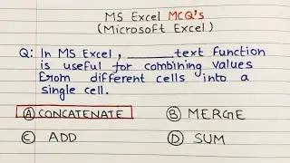 MS EXCEL MCQ'S | MS EXCEL MCQ Question and Answers