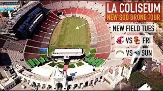 USC Rams LA Coliseum Drone Tour | Field Resodded days before home games
