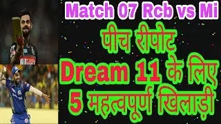 Ipl 2019: Rcb vs Mi - pitch report & 5 important player for dream 11