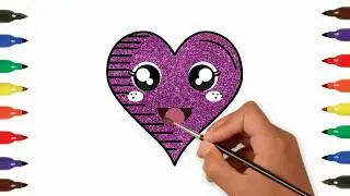 Glitter Hearts coloring and drawing | Toddlers, Learn Colors for Kids